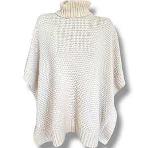 Women's Forever 21 Cream Knit Turtleneck Poncho One Size